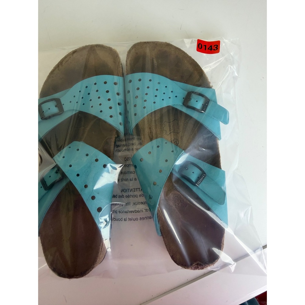 Birki's Birkenstock Slide Sandals Women 9 EU 40 Turquoise Leather Perforated